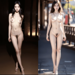 全裸で直立してるAIエロ画像（陰毛あり）